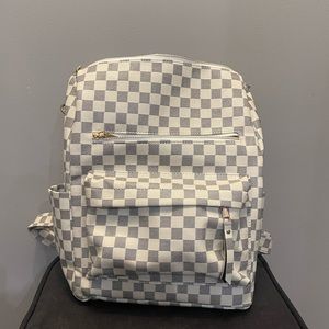 White + Grey checkered backpack